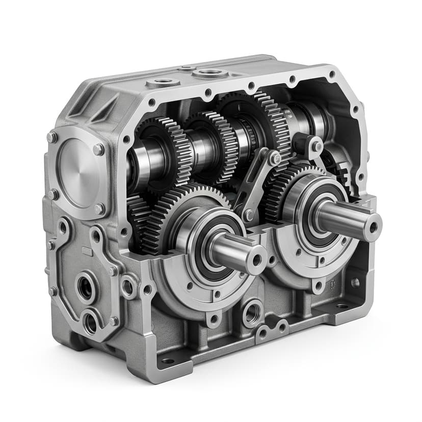 H series helical gearbox - photorealistic cutaway view helical bevel gearbox
