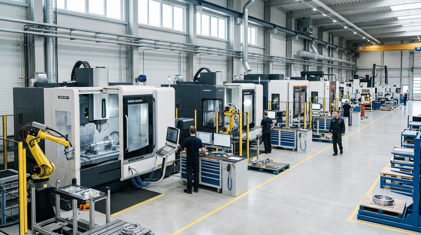 CNC machining center for gearbox housings, shafts, and mounting interfaces